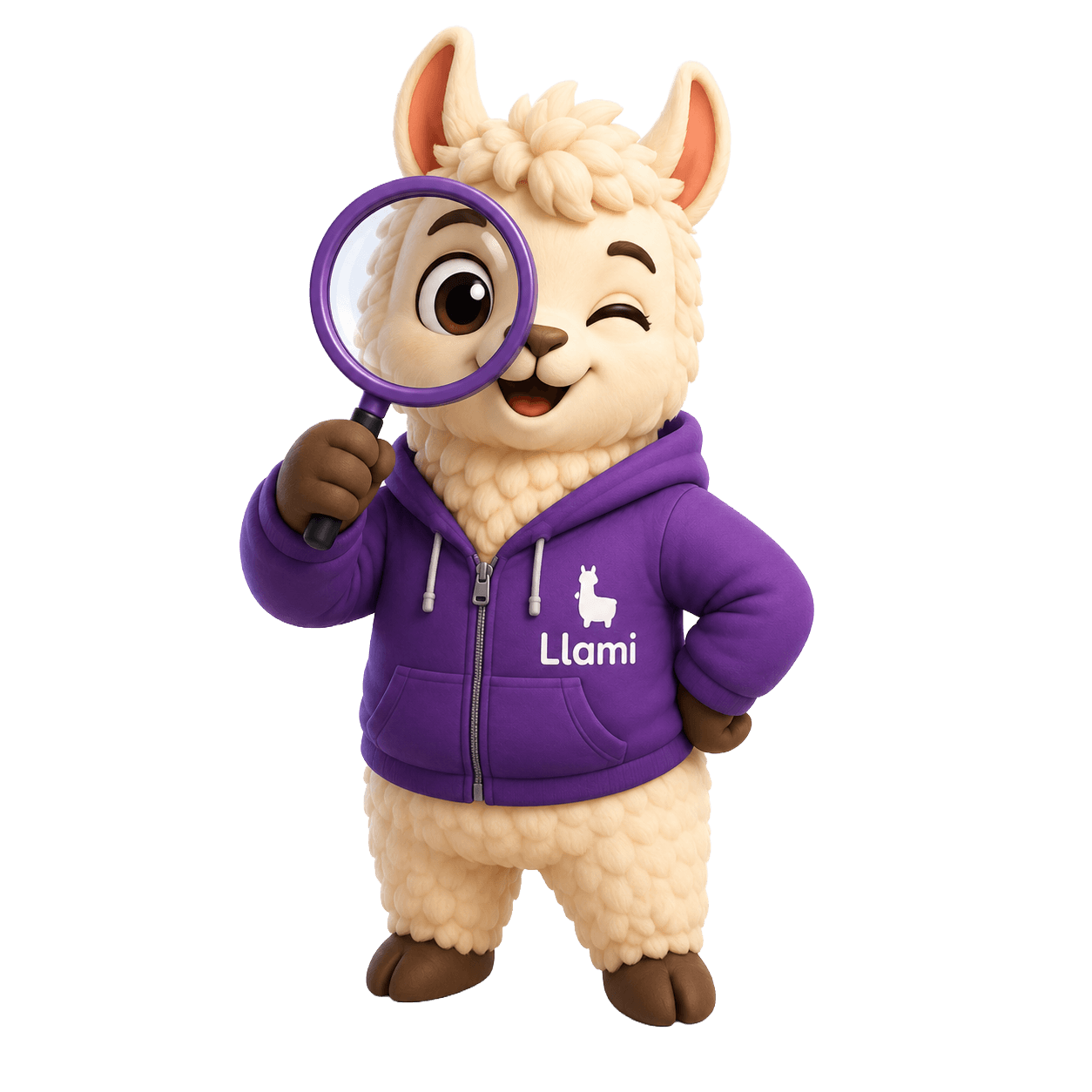 Llami buscando tu comprobante con lupa